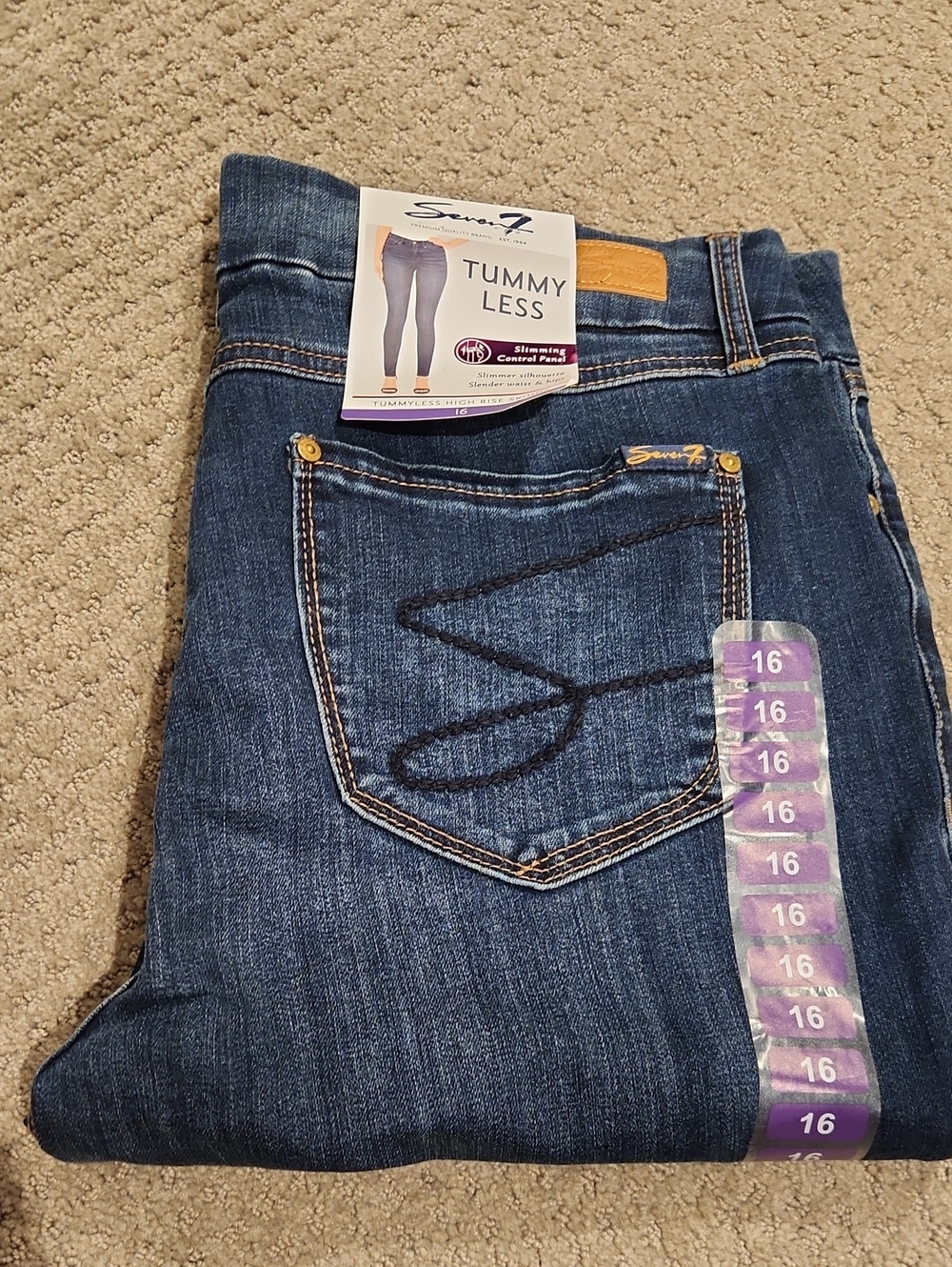NEW Seven7 Women’s Skinny Jeans TUMMY LESS sz 16